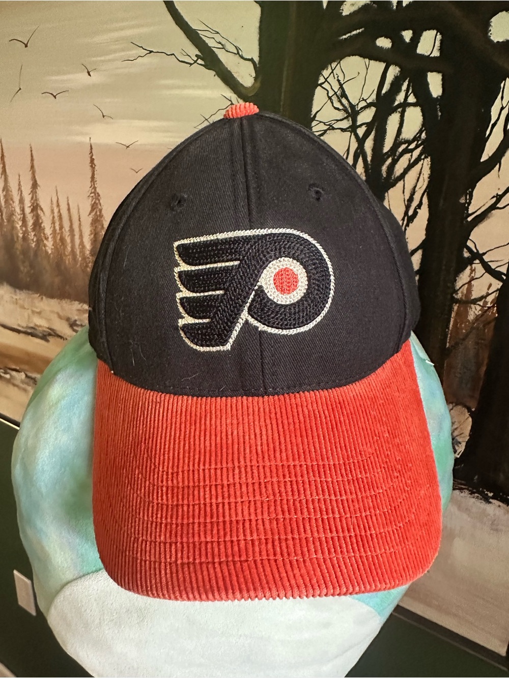 Philadelphia Flyers Black & Orange Corduroy Baseball Cap
